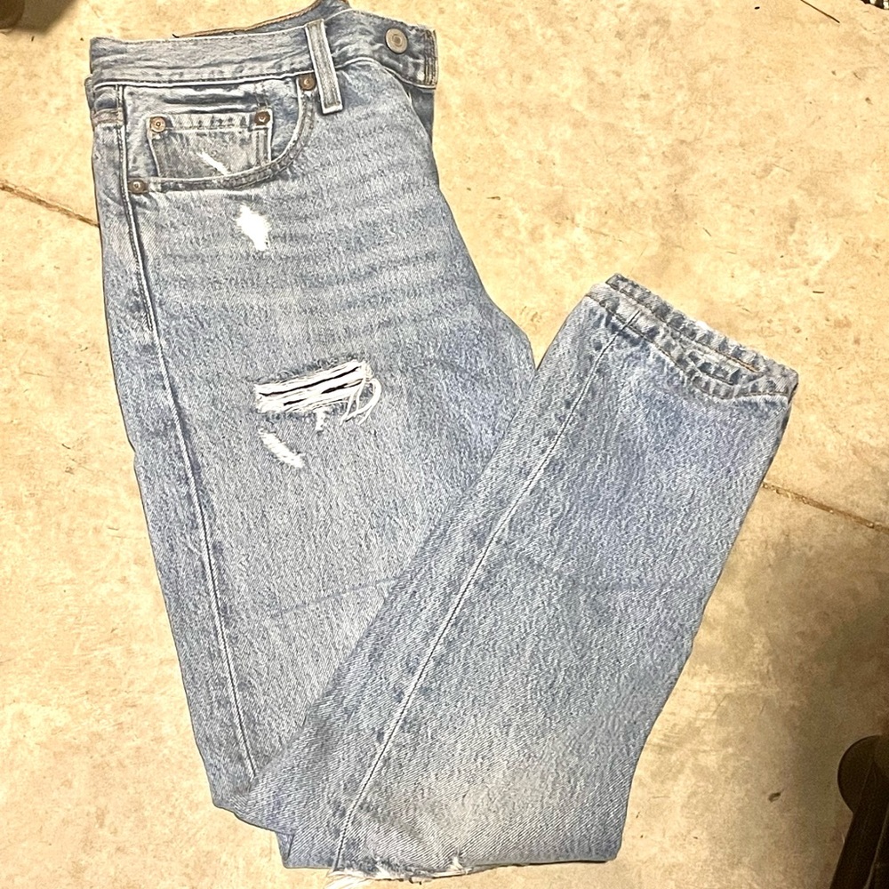 Levis 501 skinny high rise ankle jeans